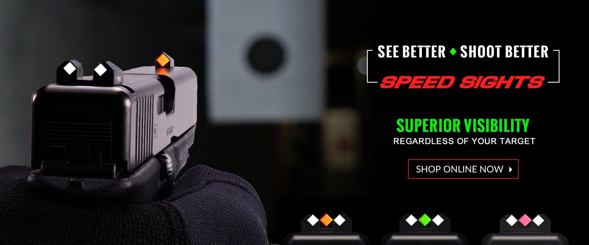 Pistol sights night sights see Better Shoot Better Superior visibility